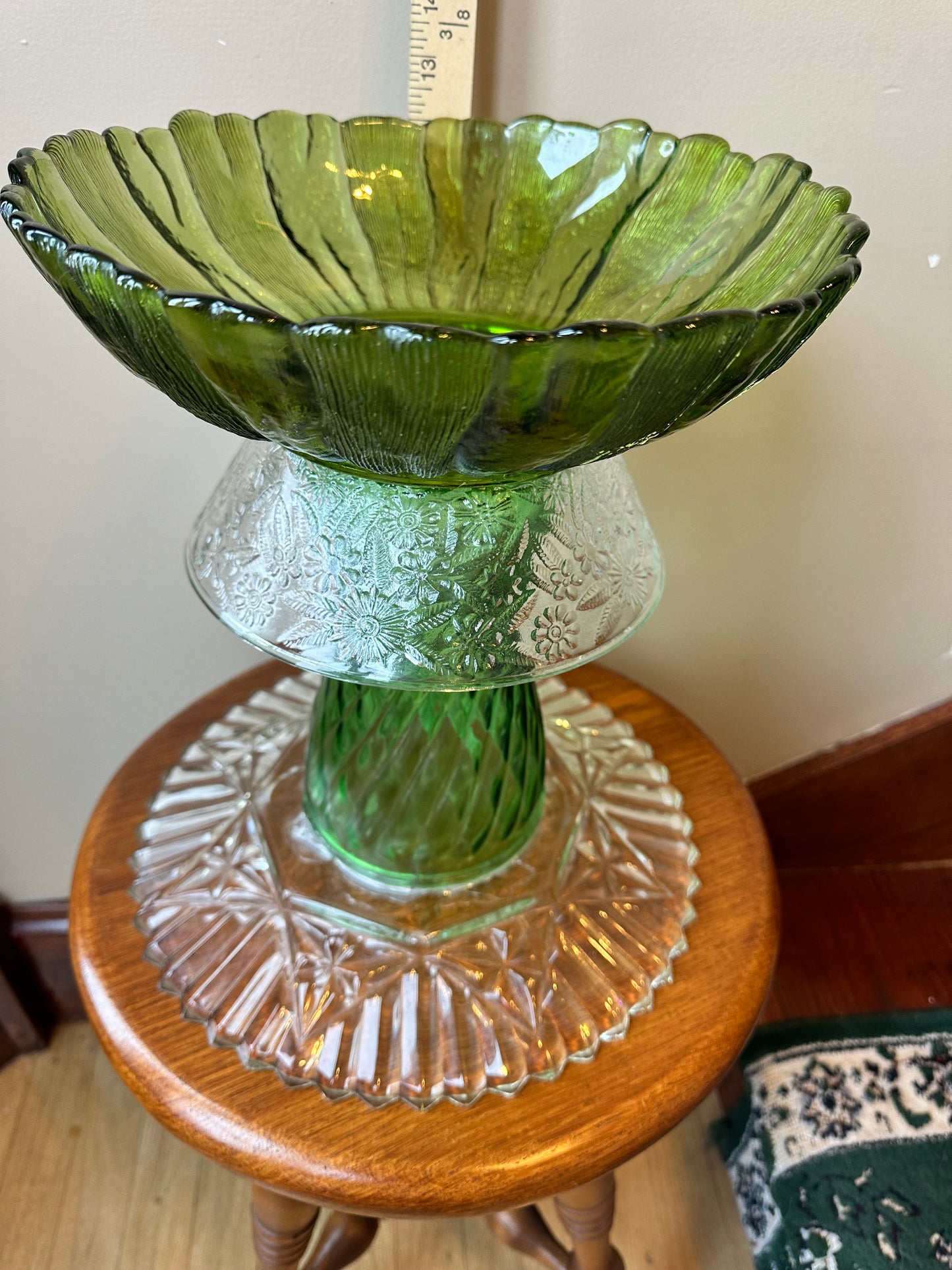 Birdbath Green Clear Green w/Clear bottom 2