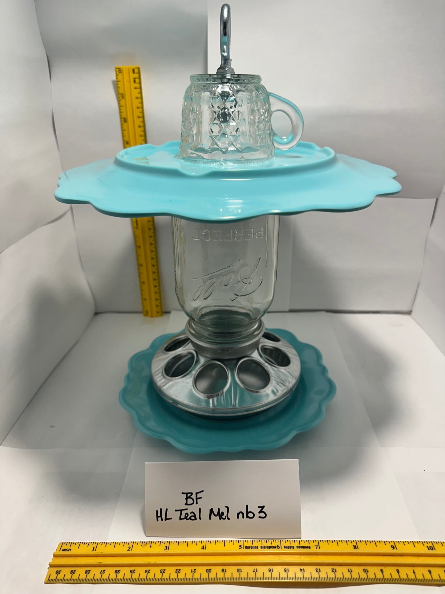 Birdfeeder HL Teal Mel w/ no bottom 3