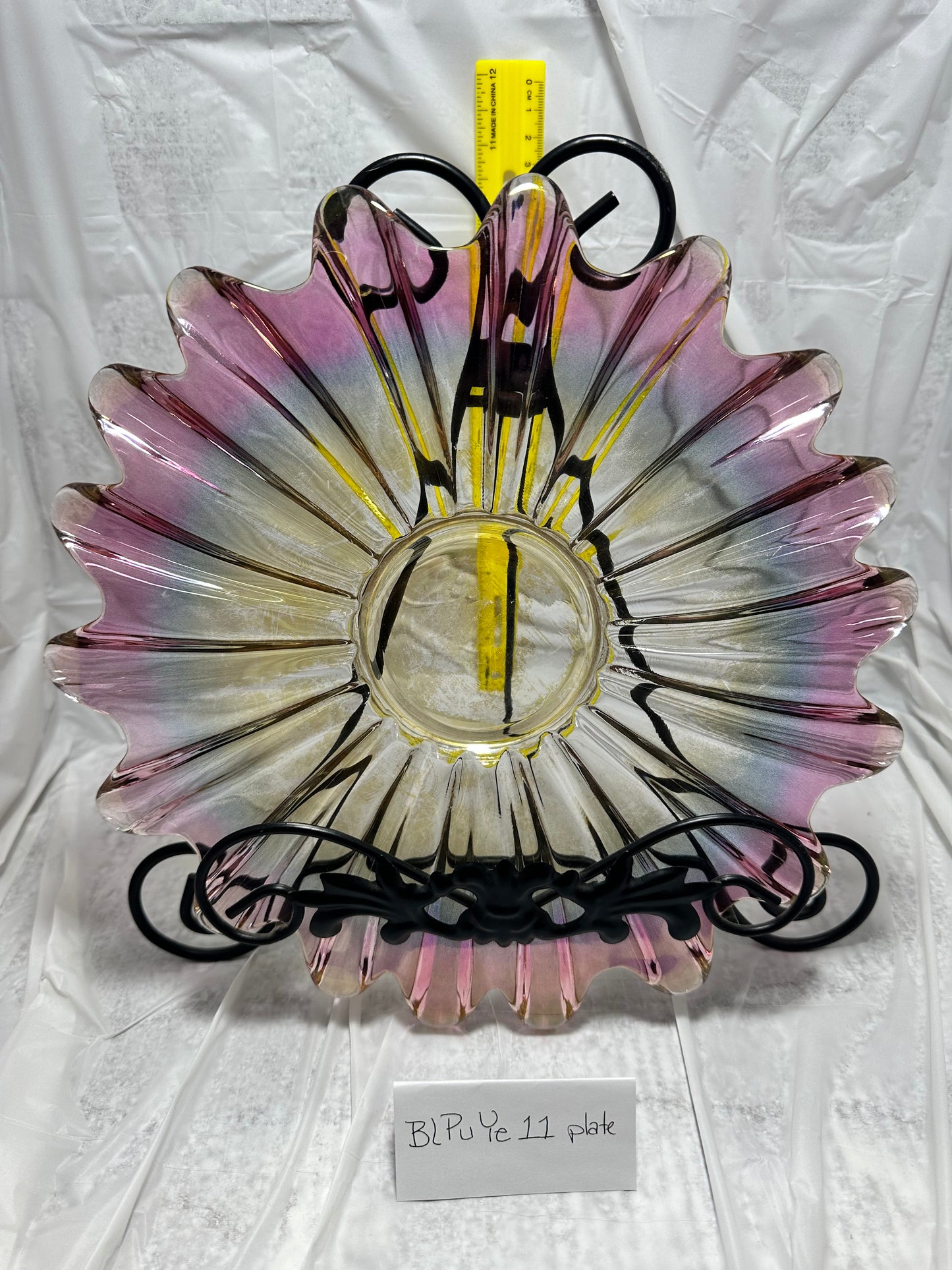 Iridescent Clear to Purple Vintage 11inch plate