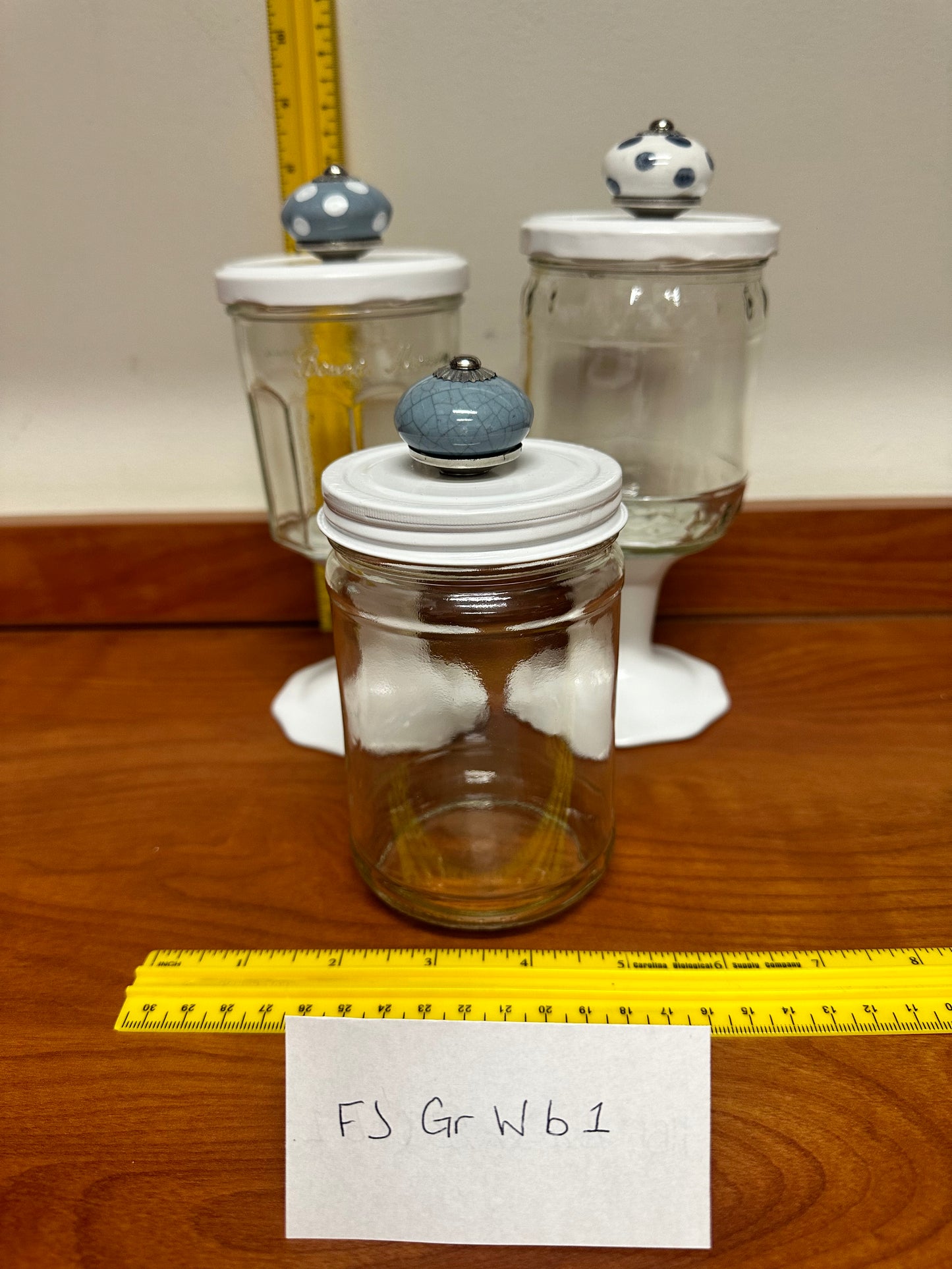 Footed Jars (set of 3) Grey w/white bases 1
