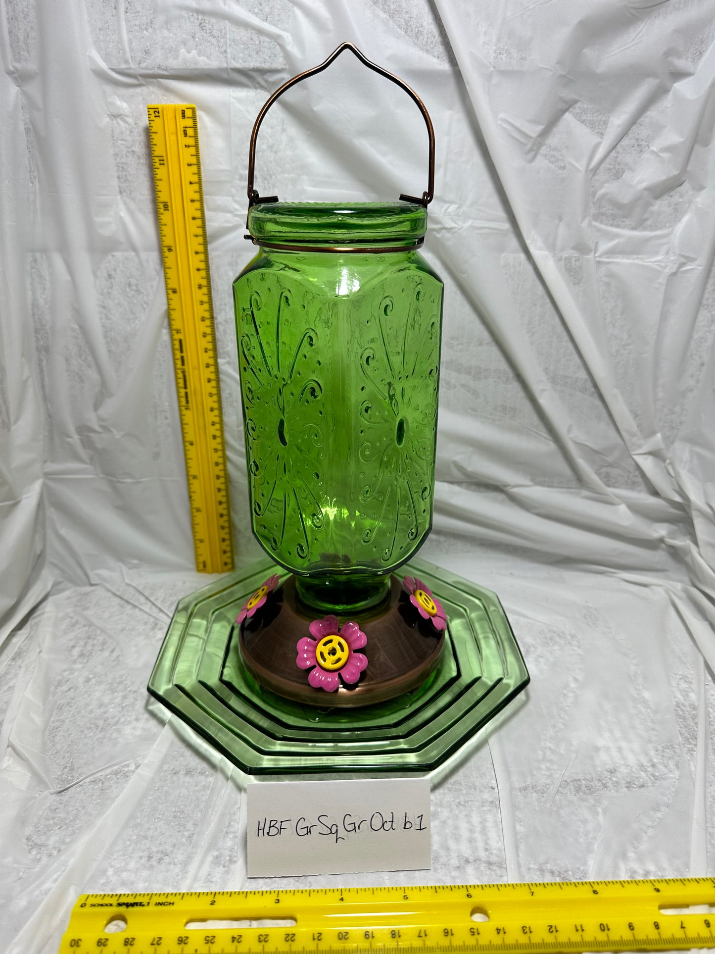 Hummingbird Feeder Green Square Top Green Octagon Bottom 1