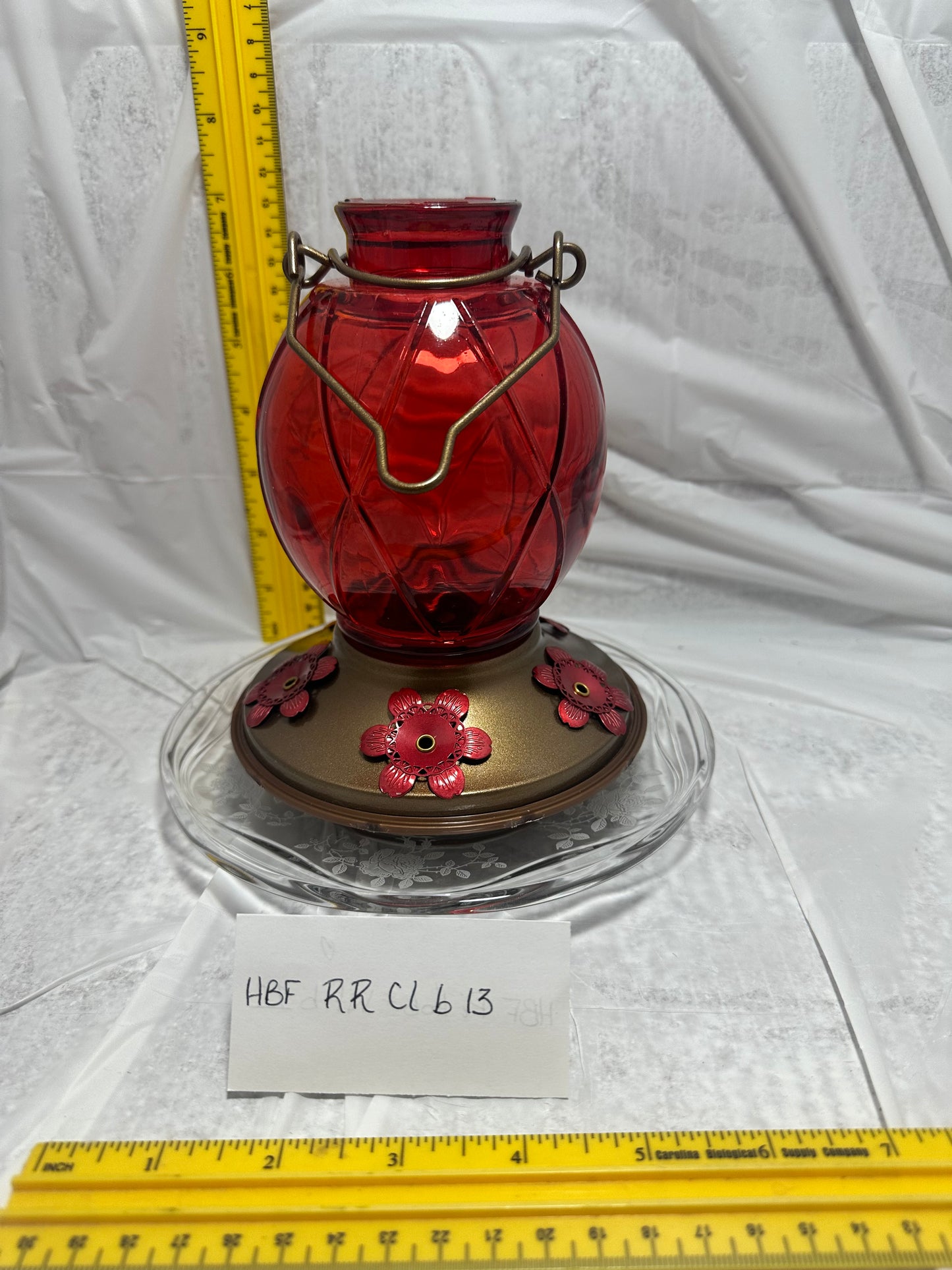 Hummingbird Feeder Round Red Clear Bottom 13