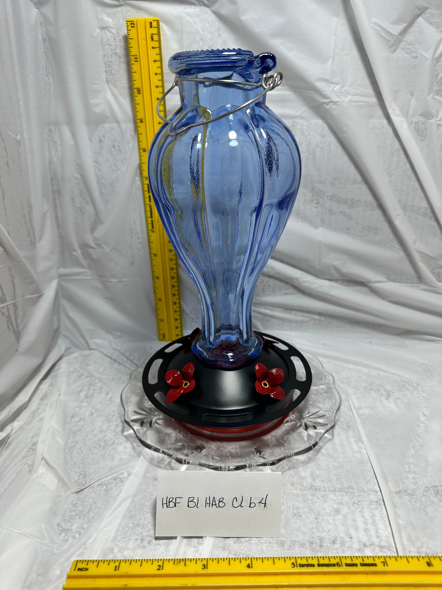 Hummingbird Feeder Blue HotAirBalloon w/white bottom 4