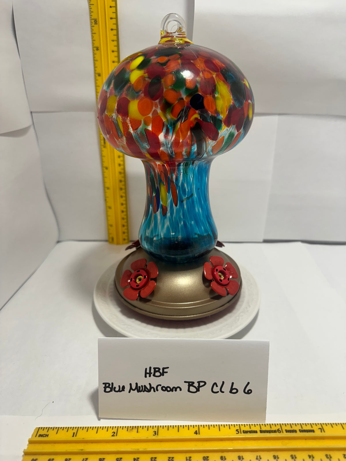Hummingbird Feeder Blue Mushroom BP White bottom 1 & 2 & 3 & 4 & 5 & 6