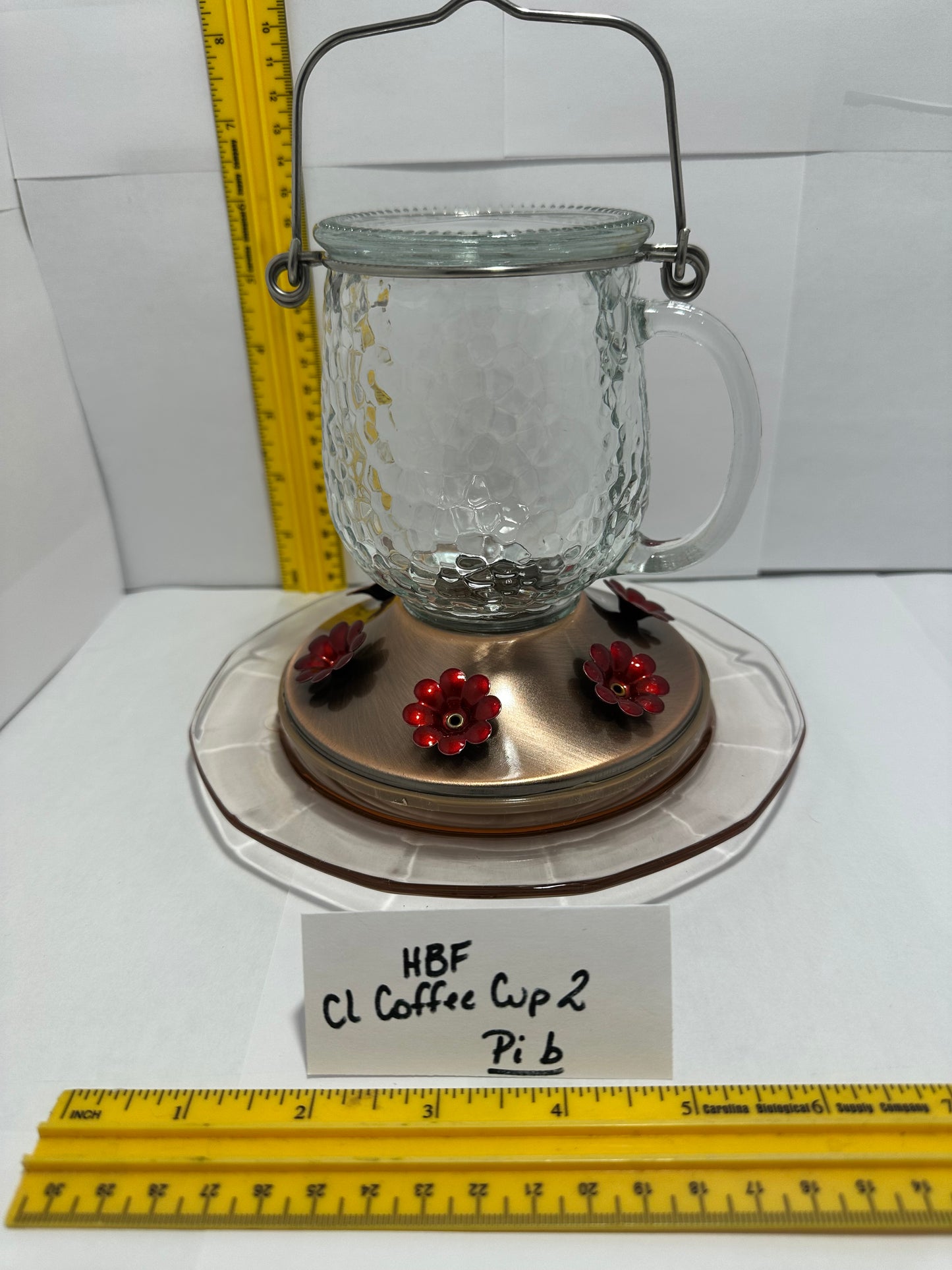 Hummingbird Feeder Clear Coffee Cup Pink bottom 1 & 2