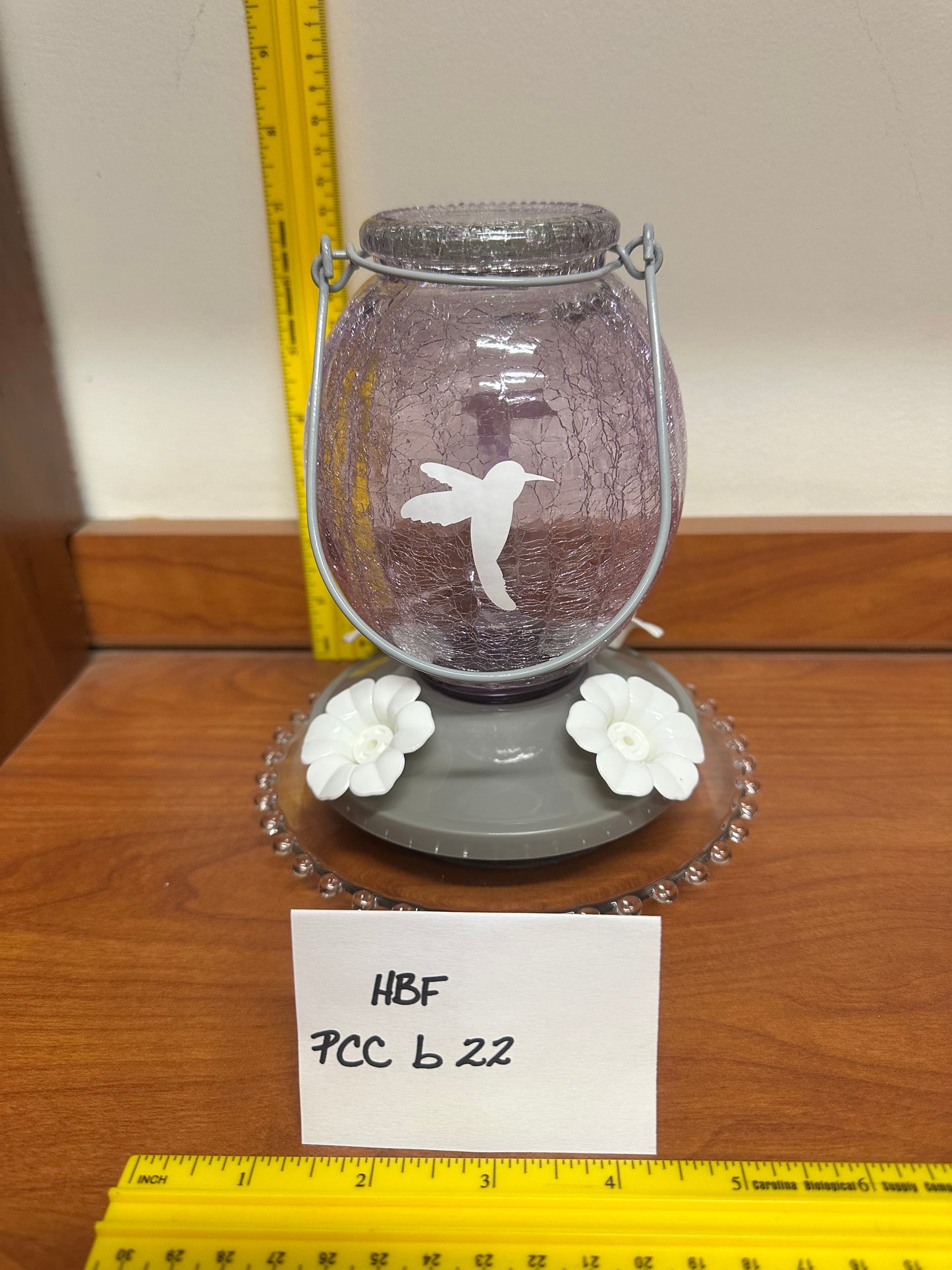 Hummingbird Feeder PurpleCrackle Top Clear Candlewick Bottom 20