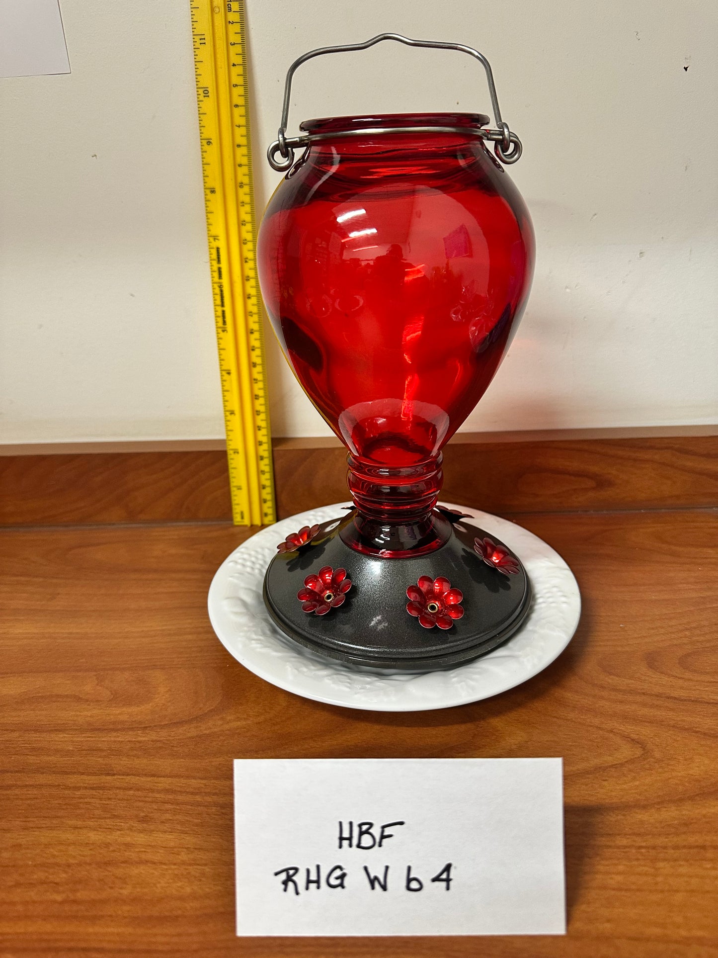 Hummingbird Feeder Red Hour Glass w/White Bottom 2 & 4