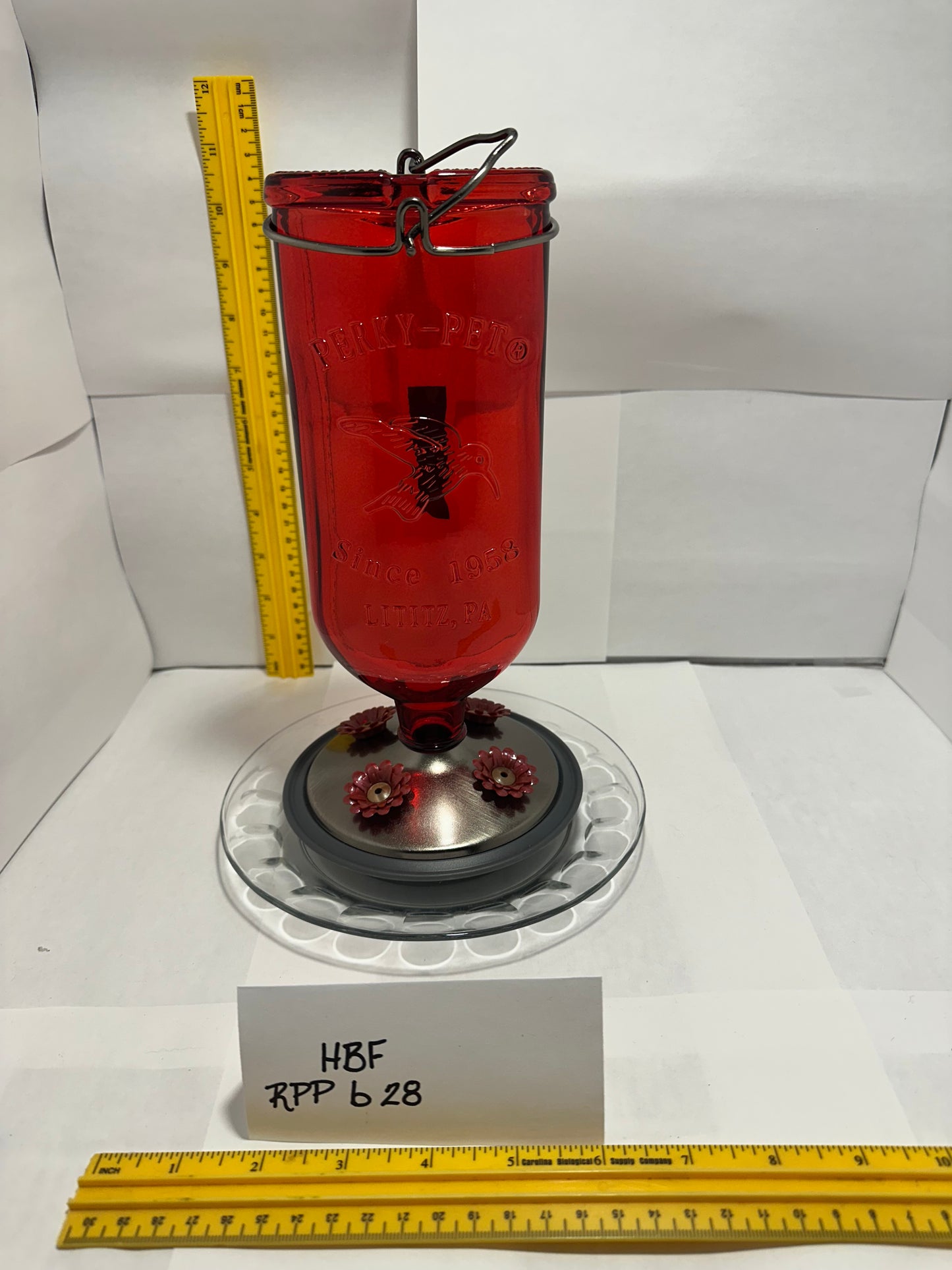 Hummingbird Feeder Red Top PP Clear bottom 28