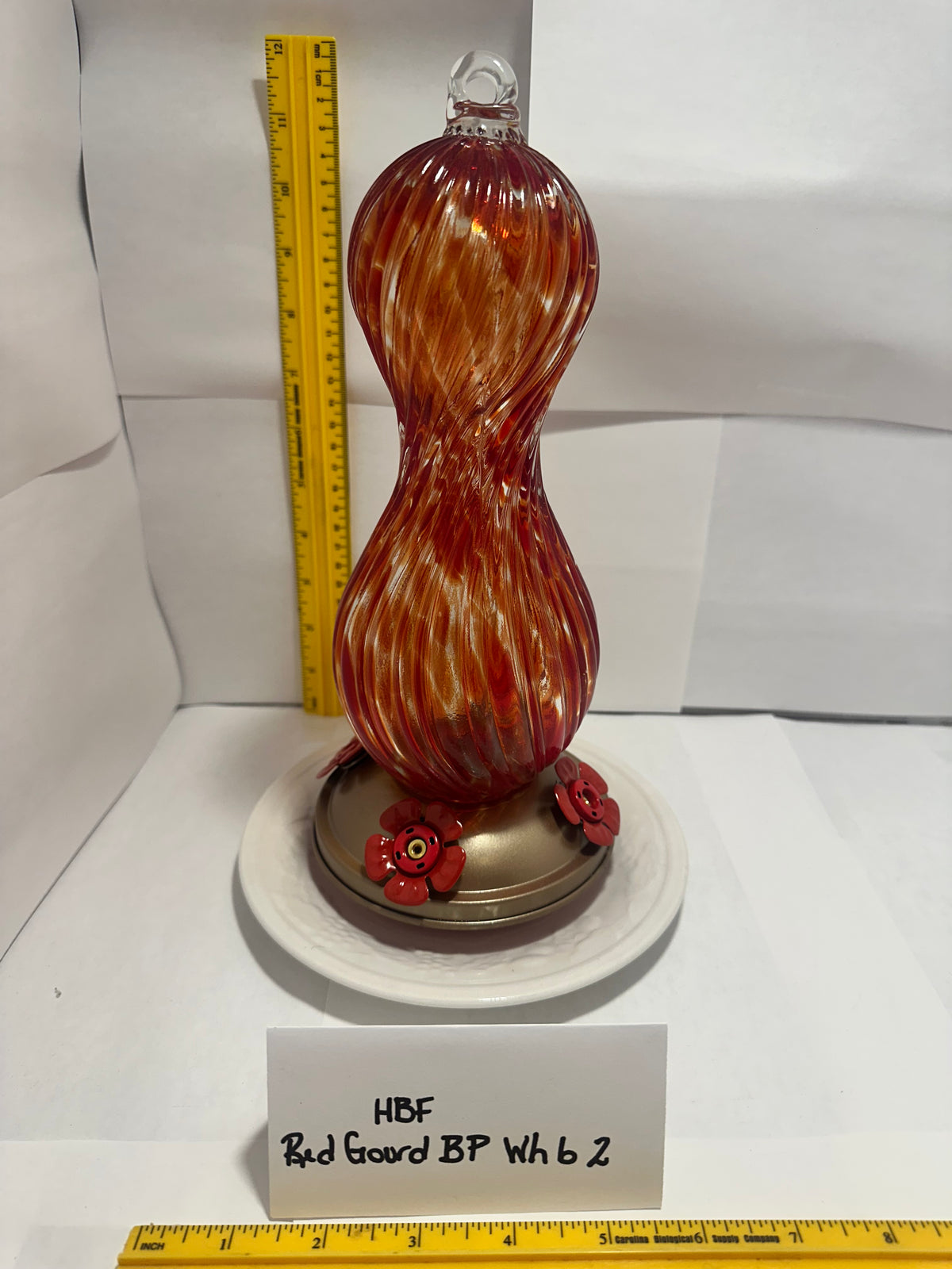 Hummingbird Feeder Red Gourd BP White bottom 1 & 2