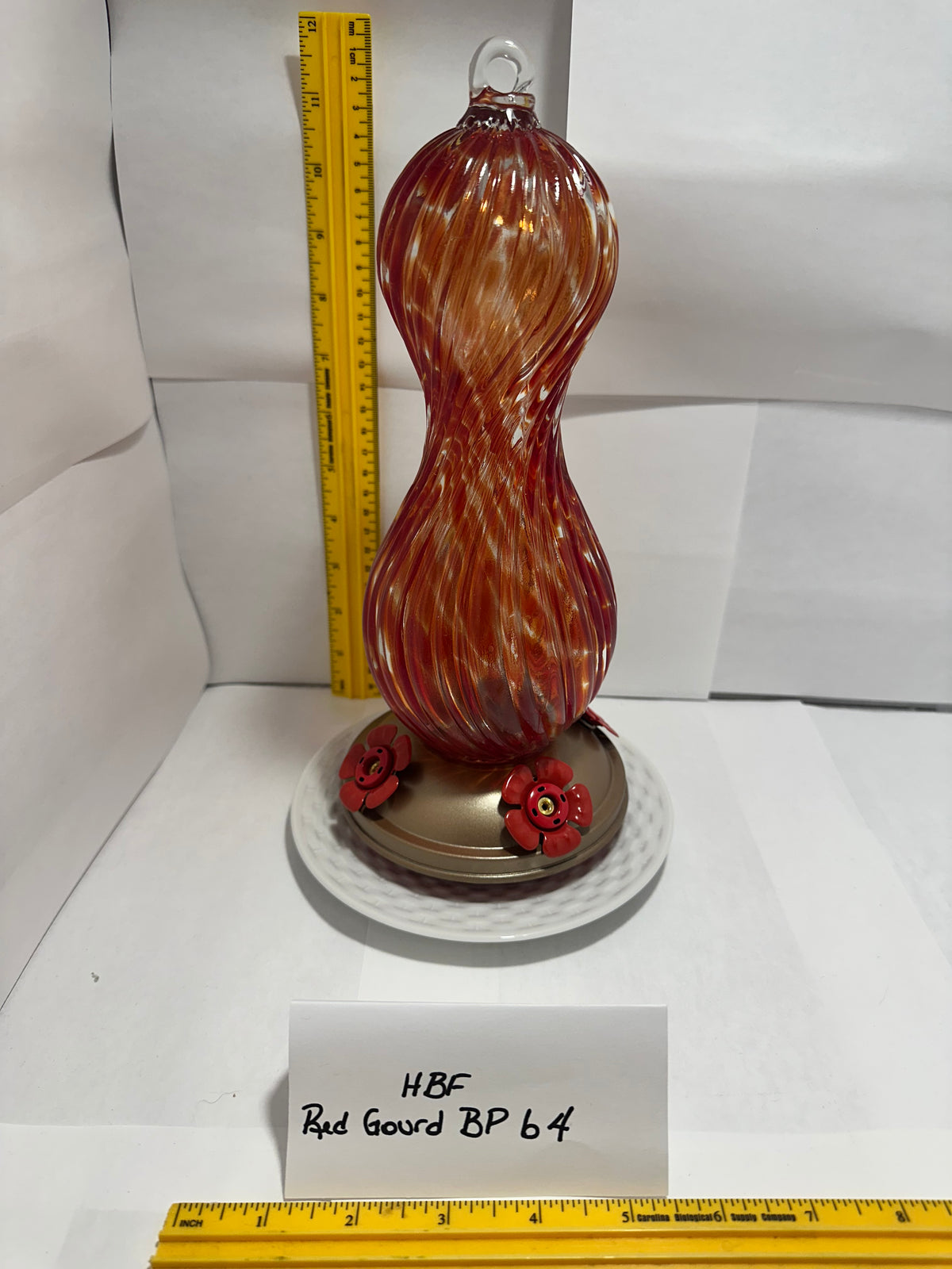 Hummingbird Feeder Red Gourd BP White bottom 3 & 4