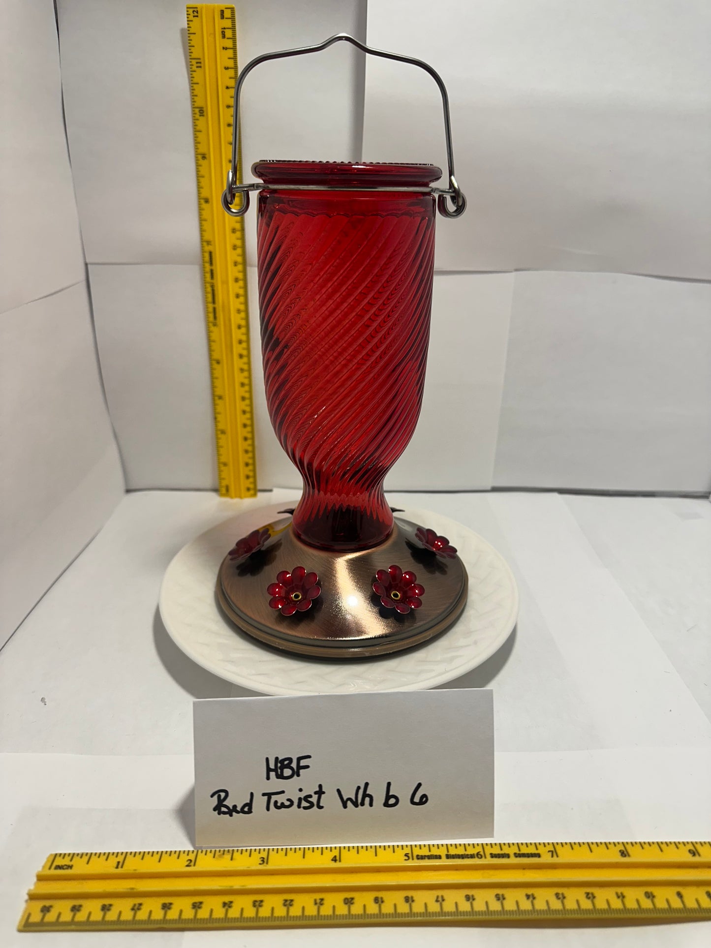 Hummingbird Feeder Red Twist White bottom 5 & 6