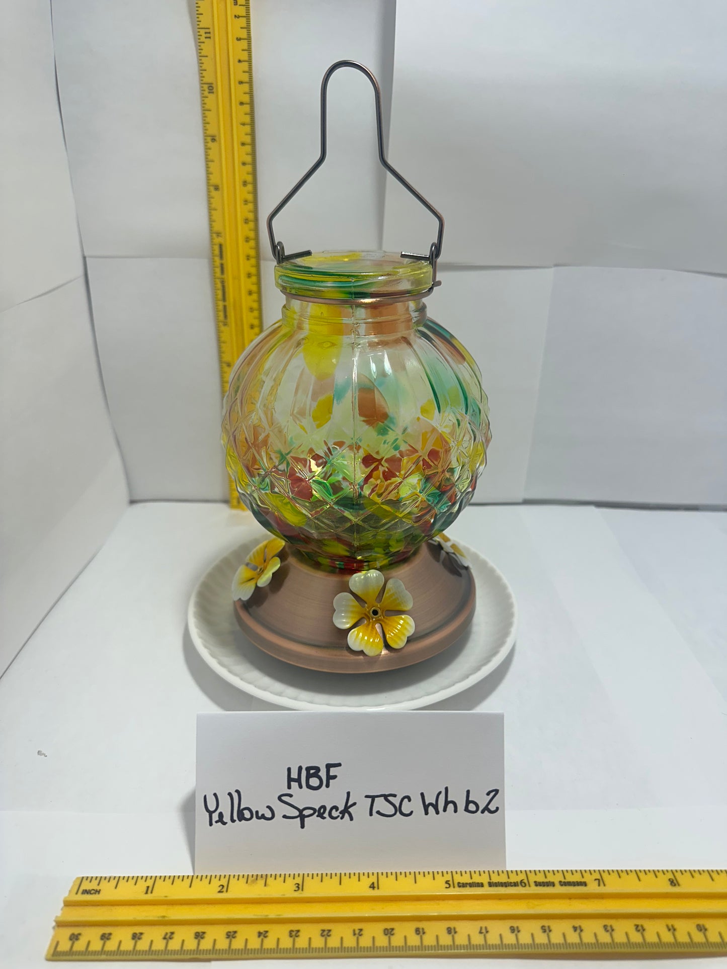Hummingbird Feeder Yellow Speck TSC White Bottom 1 & 2