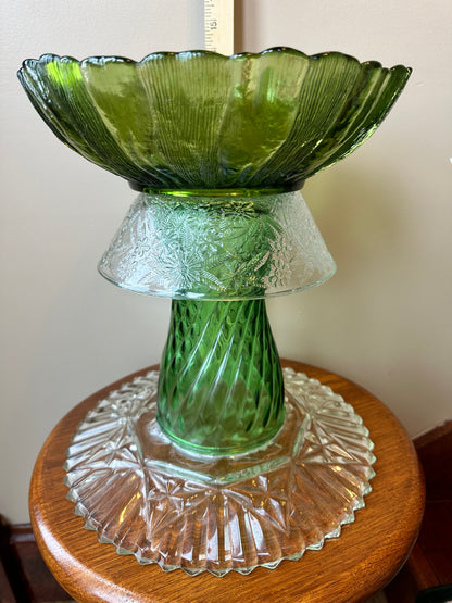 Birdbath Green Clear Green w/Clear bottom 2