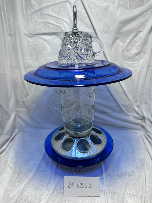 Birdfeeder Cobalt Blue w/bottom 3