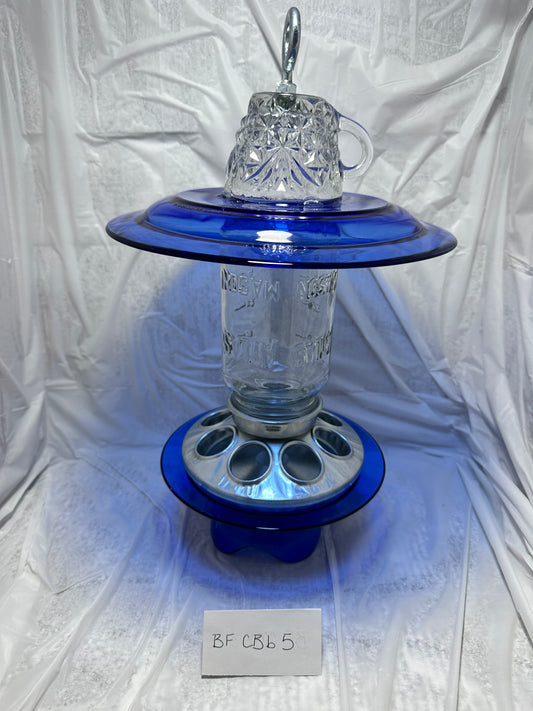Birdfeeder Cobalt Blue w/bottom 5