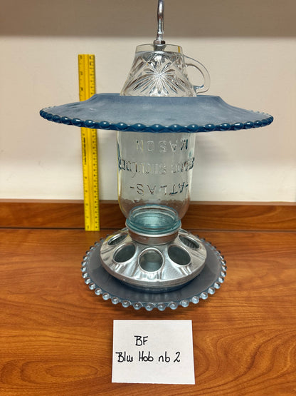 Birdfeeder Blue Hobnail w/nb 1