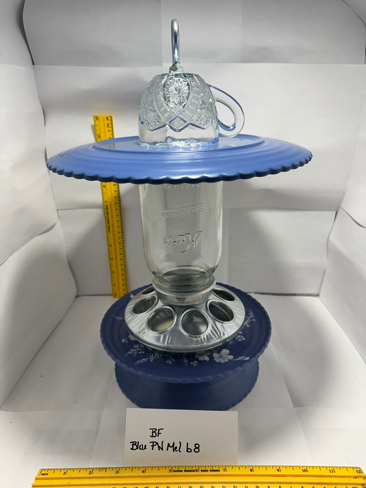 Birdfeeder Blue Melmac w/bottom 8 & 9