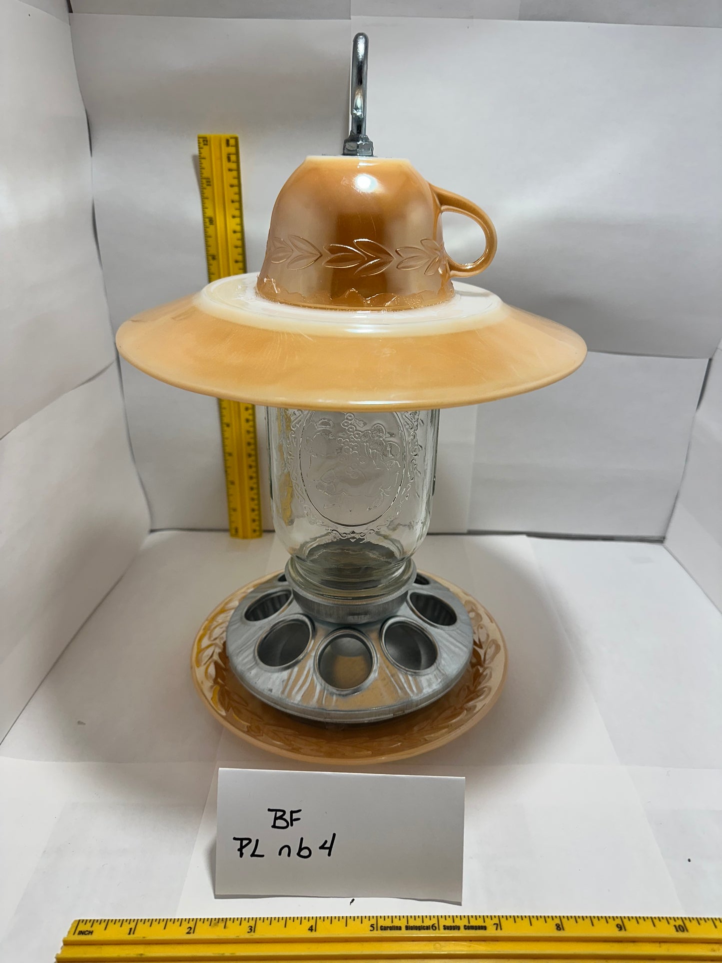 Birdfeeder Peach Luster w/no bottom 4