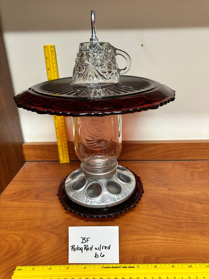 Birdfeeder Ruby Red w/ red bottom 6 & 8