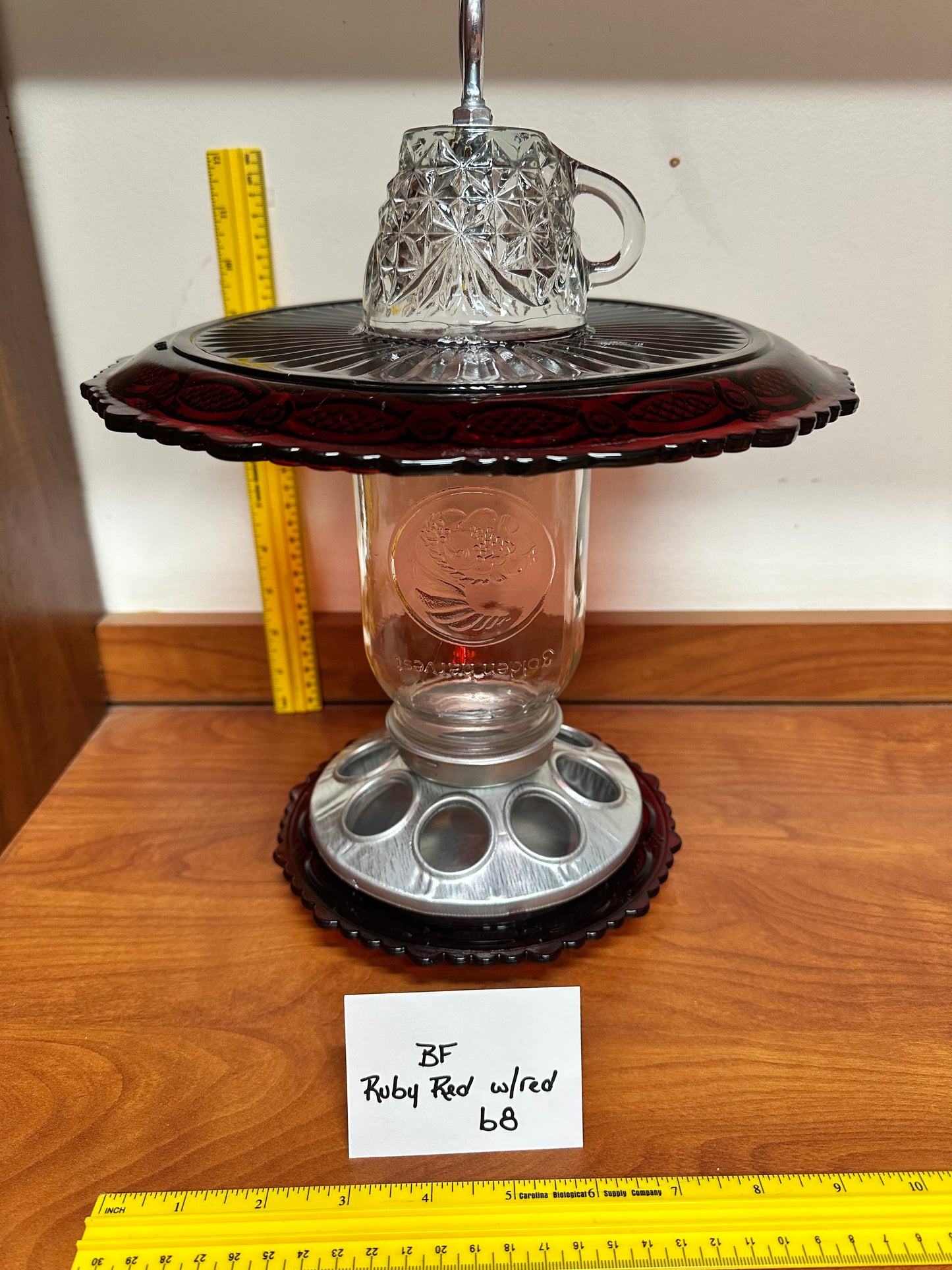 Birdfeeder Ruby Red w/ red bottom 6 & 8