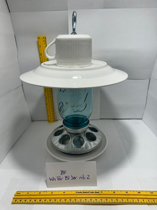 Birdfeeder White Porcelain Blue Jar no bottom 2