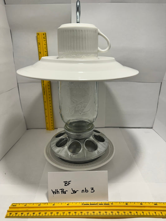 Birdfeeder White Porcelain Clear Jar no bottom 3