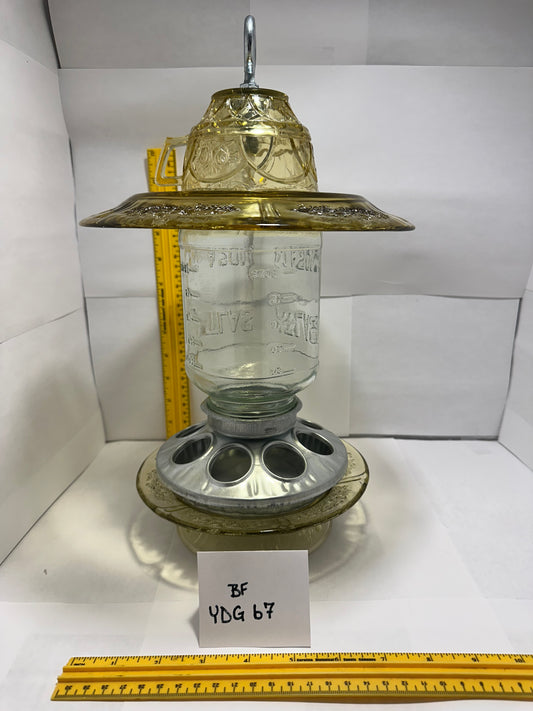 Birdfeeder Yellow Depression Glass w/bottom 7