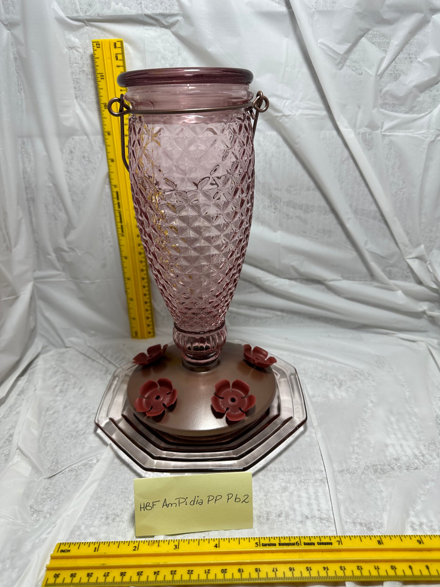 Hummingbird Feeder Amish Pink Diamond w/pink bottom 2 & 4