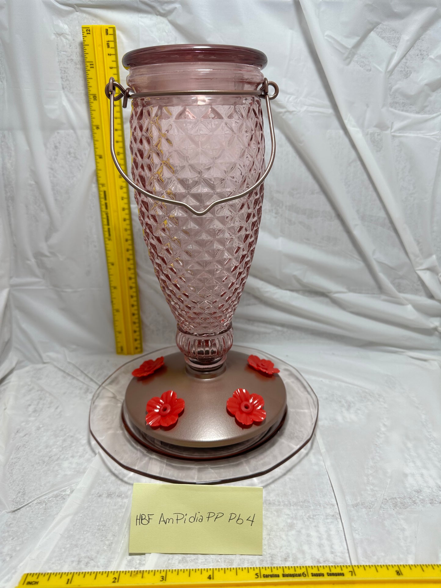 Hummingbird Feeder Amish Pink Diamond w/pink bottom 2 & 4