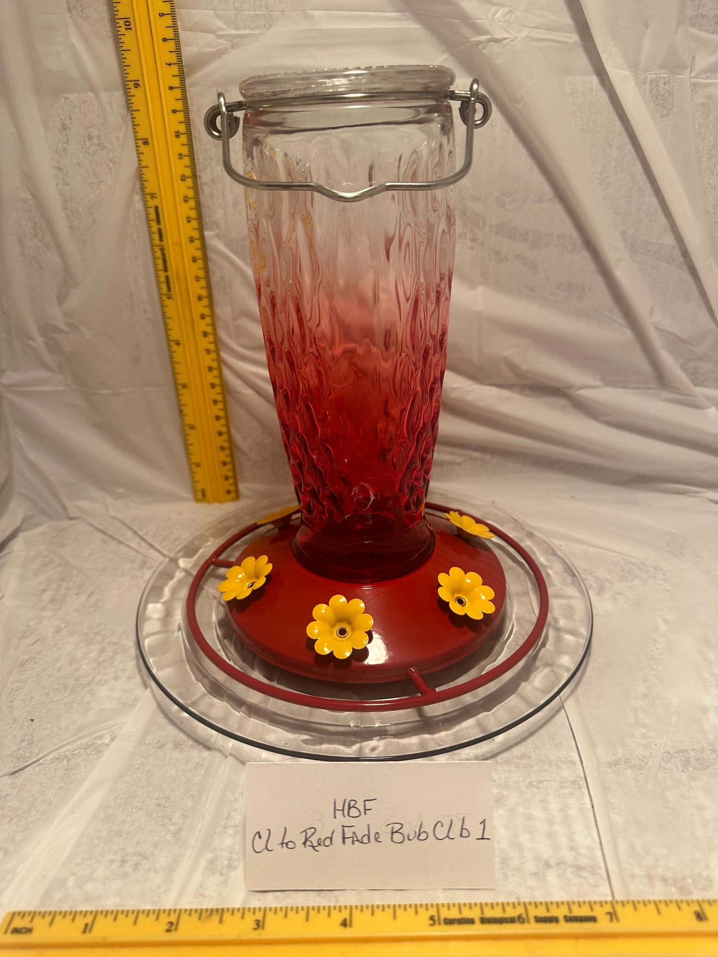Hummingbird Feeder Clear to Red Fade Clear Bottom 1