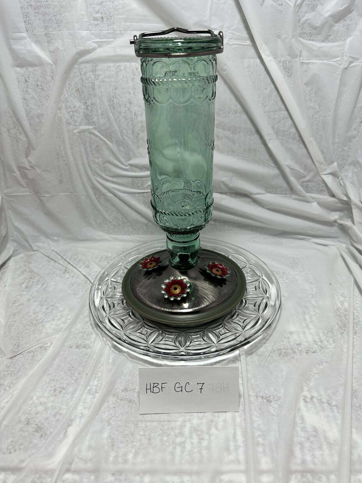 Hummingbird Feeder Green Top Clear Bottom 7