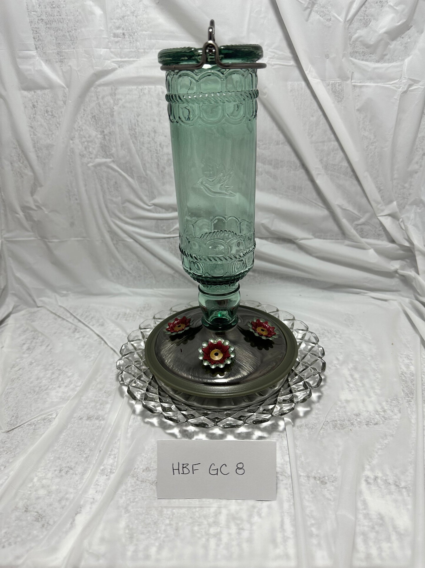 Hummingbird Feeder Green Top Clear Bottom 8