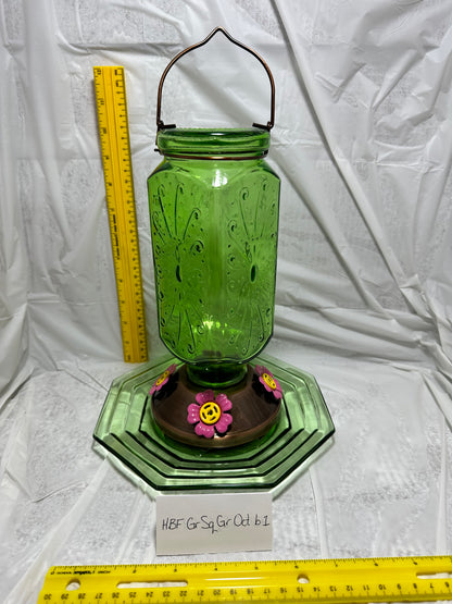 Hummingbird Feeder Green Square Top Green Octagon Bottom 1 & 4