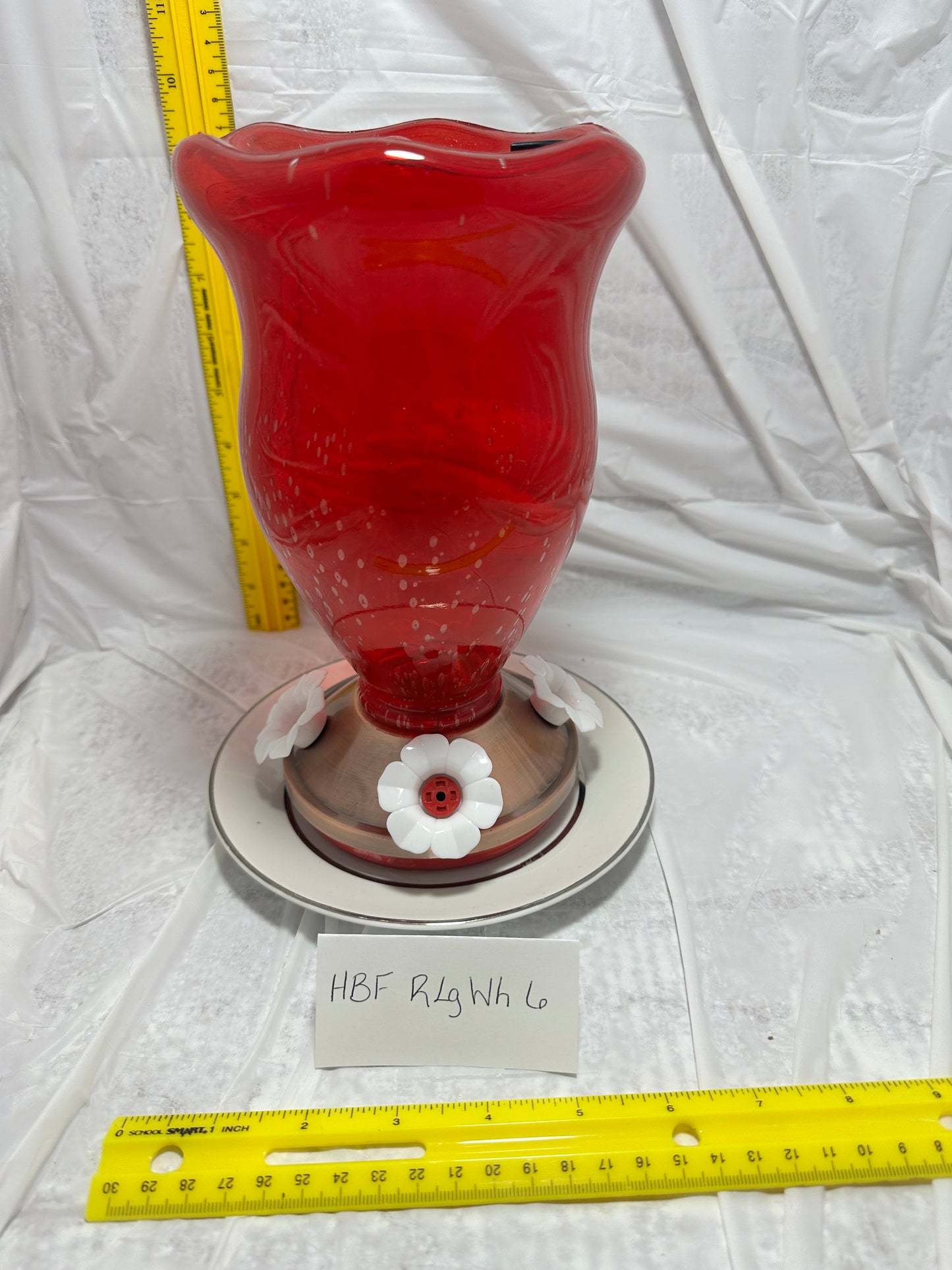 Hummingbird Feeder Red Large Top White Bottom 6