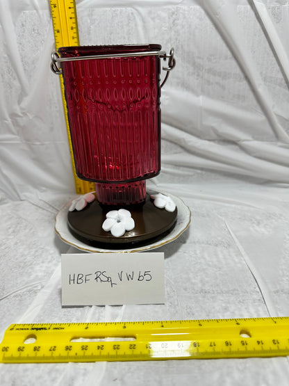 Hummingbird Feeder Red Square Vertical Top White Bottom 1 & 2 & 3 & 5 & 6
