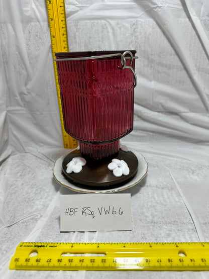 Hummingbird Feeder Red Square Vertical Top White Bottom 1 & 2 & 3 & 5 & 6