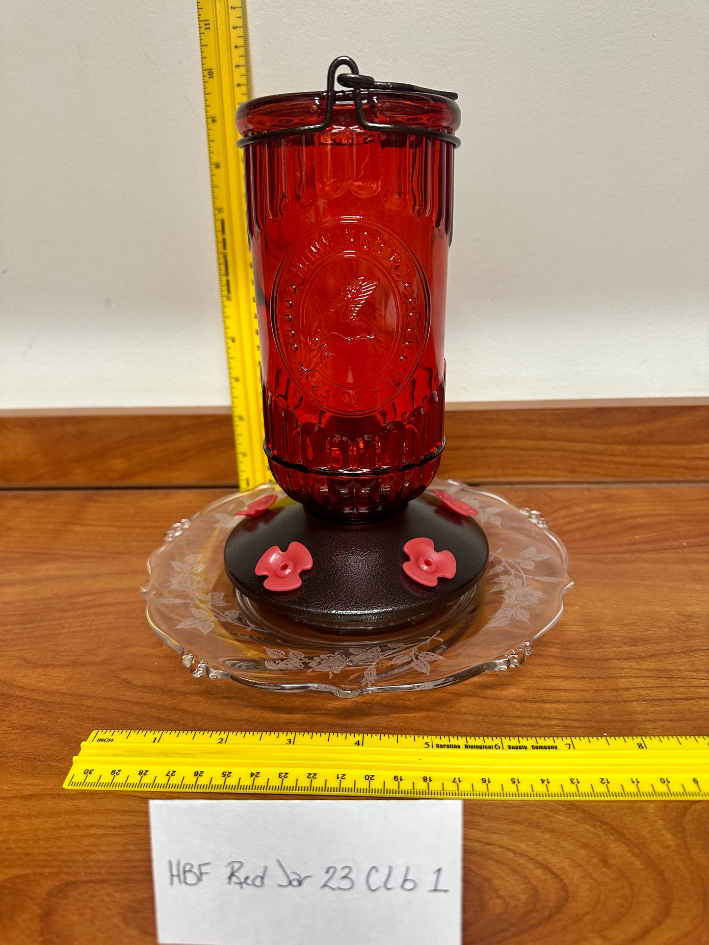 Hummingbird Feeder Red Jar 23 oz top w/clear bottom 1