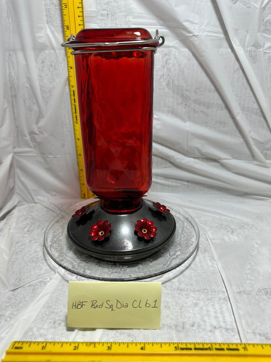Hummingbird Feeder Red Square Diamond Clear Bottom 1