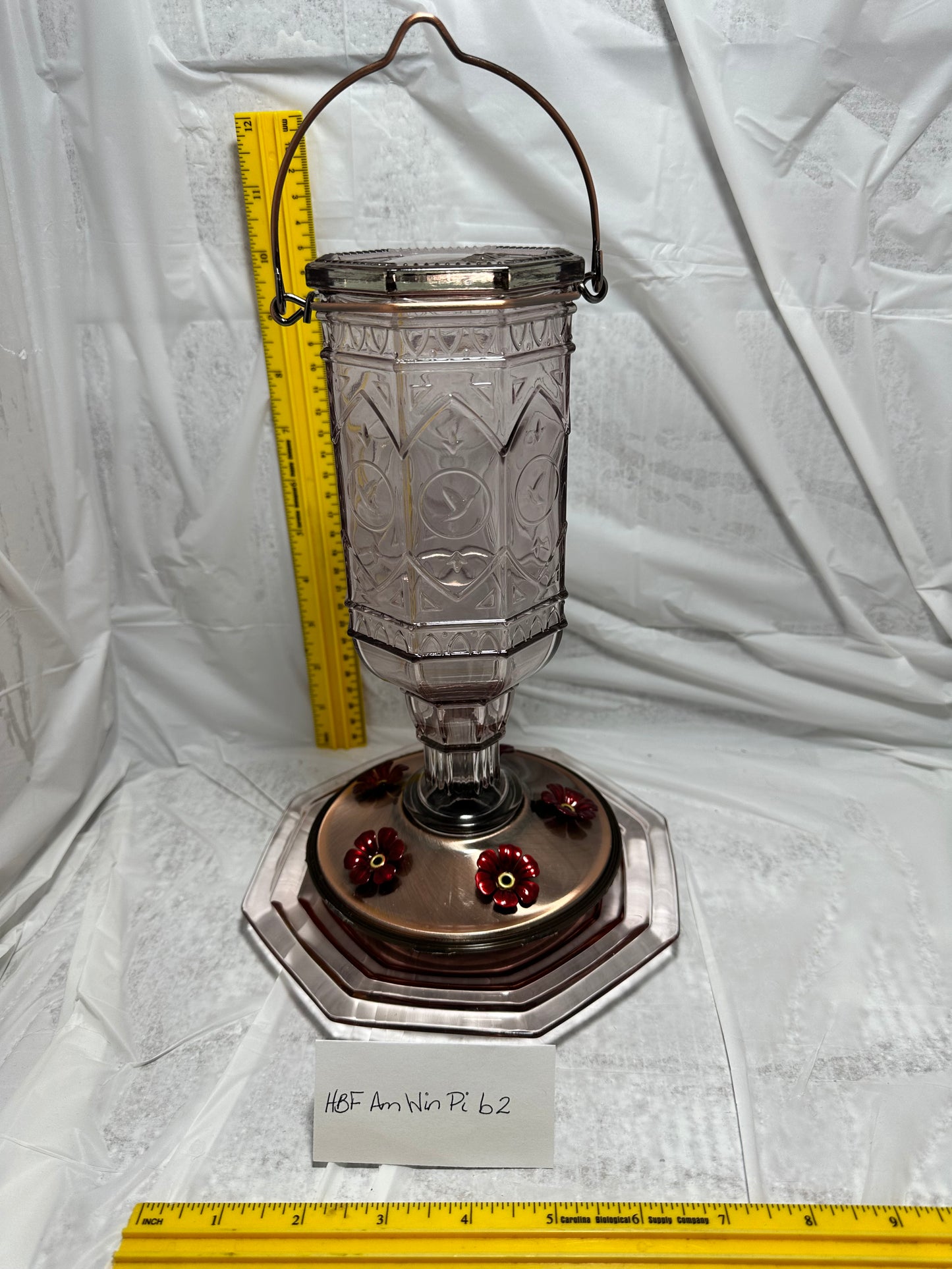 Hummingbird Feeder Amethyst w/Pink bottom plate 2