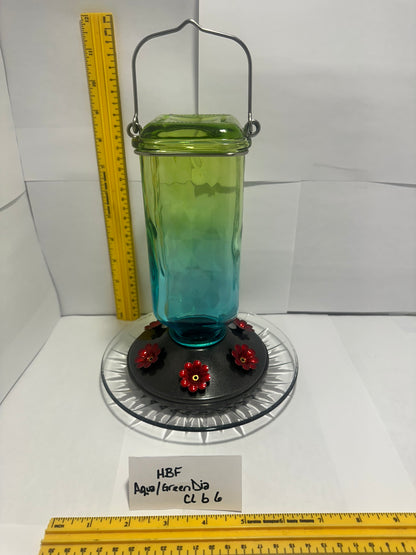 Hummingbird Feeder Aqua Green Square Diamond Clear Bottom 5 & 6