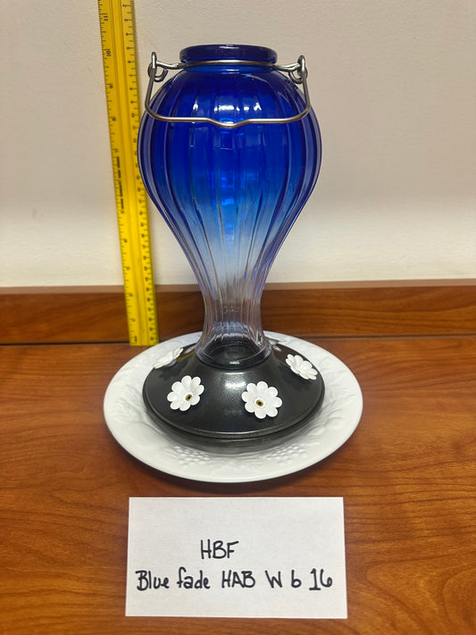 Hummingbird Feeder Blue HotAirBalloon w/white bottom 16