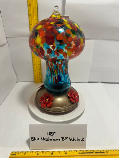 Hummingbird Feeder Blue Mushroom BP White bottom 1 & 2 & 3 & 4 & 5 & 6