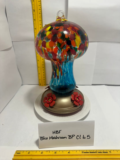 Hummingbird Feeder Blue Mushroom BP White bottom 1 & 2 & 3 & 4 & 5 & 6