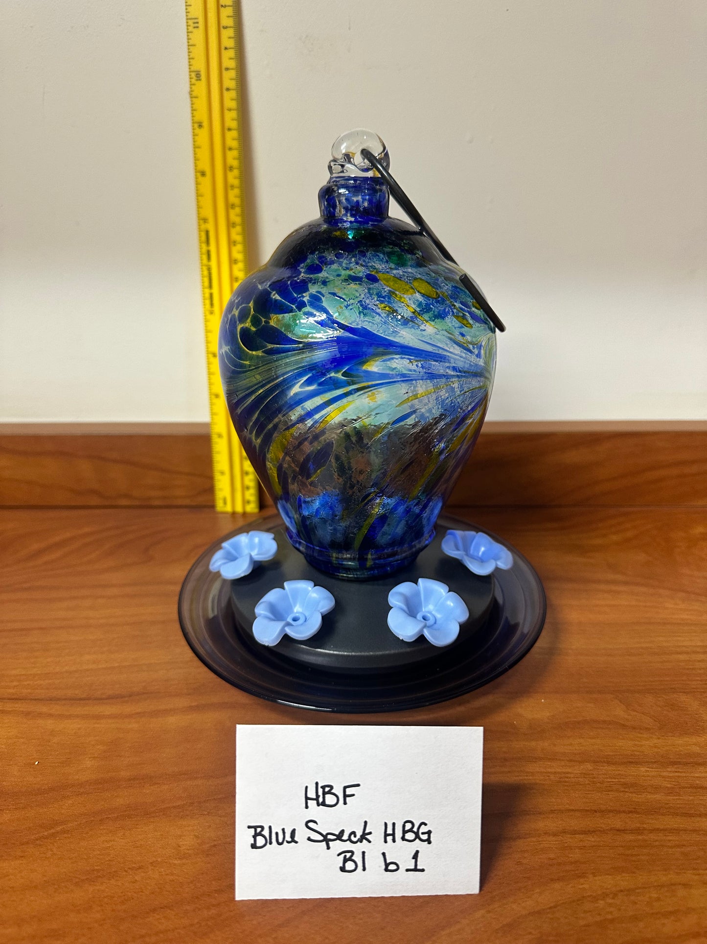 Hummingbird Feeder Blue Speck HBG White Bottom 4