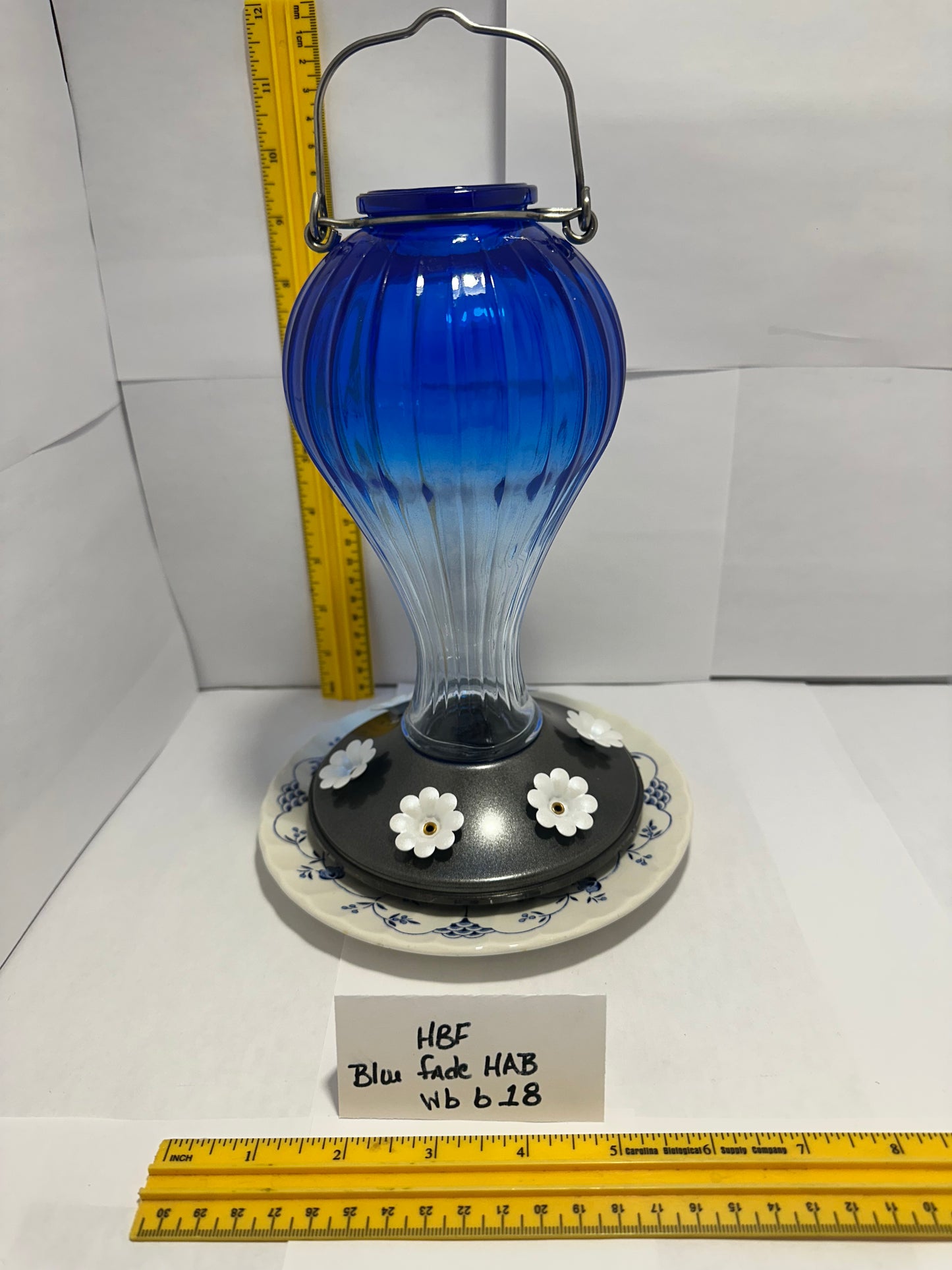 Hummingbird Feeder Blue HotAirBalloon w/white & blue bottom 17 & 18