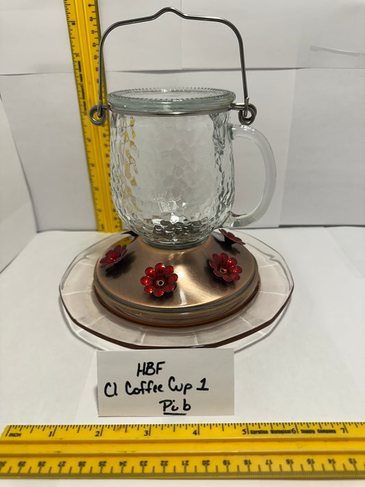Hummingbird Feeder Clear Coffee Cup Pink bottom 1 & 2
