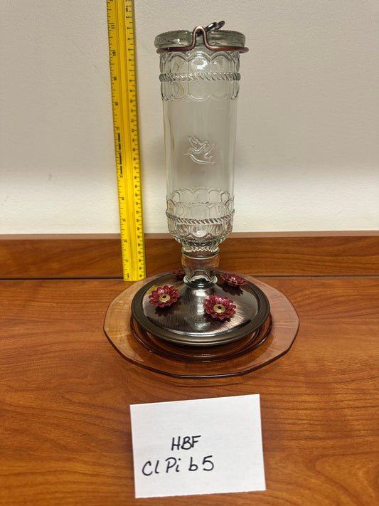 Hummingbird Feeder Clear Top Pink Bottom 5