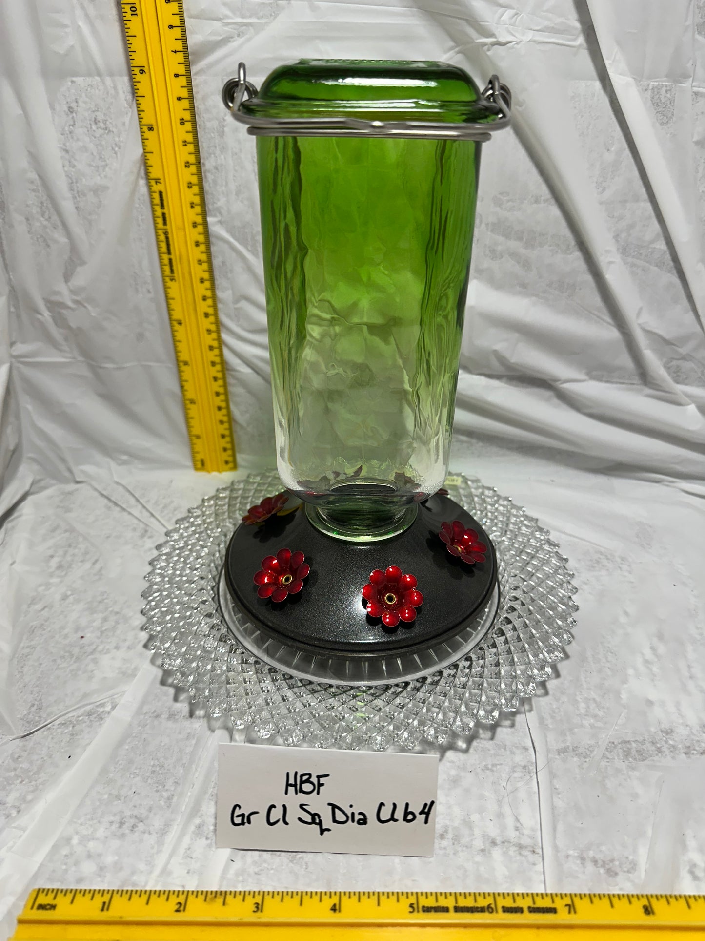 Hummingbird Feeder Green/Clear Square Diamond Clear Bottom 4