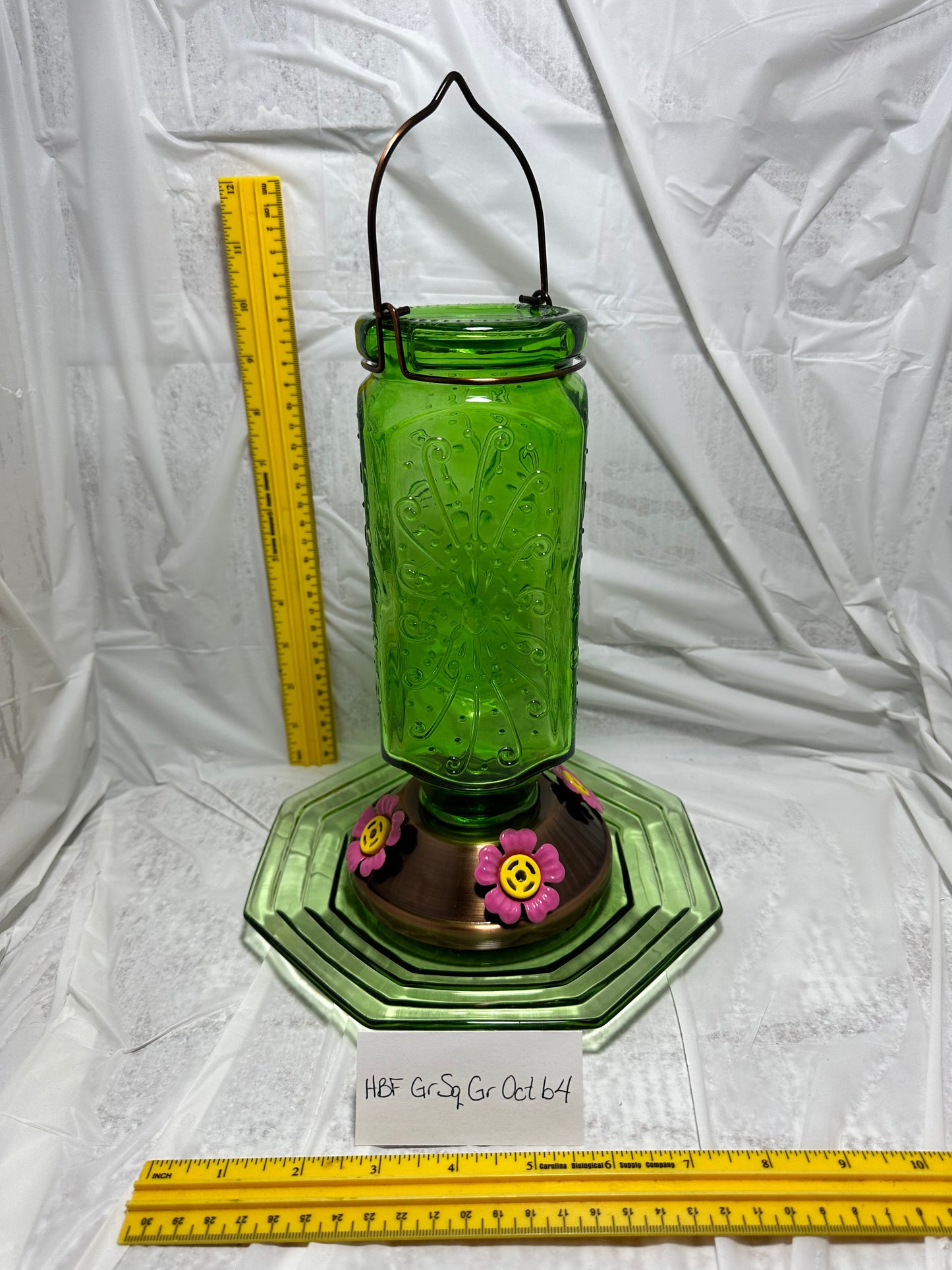 Hummingbird Feeder Green Square Top Green Octagon Bottom 1 & 4