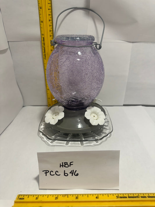 Hummingbird Feeder PurpleCrackle Top Clear Bottom 46